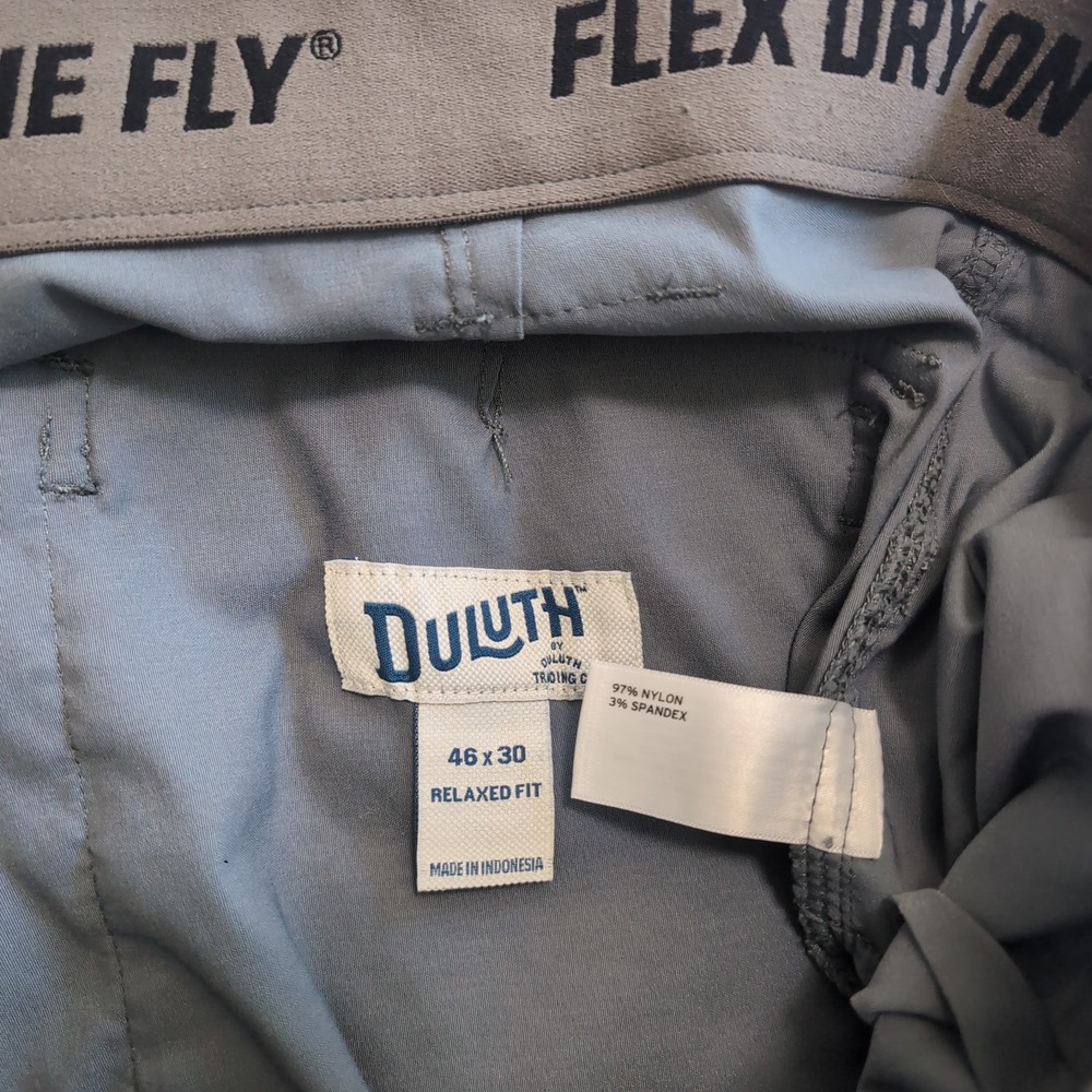 Duluth Trading Co Dry on the Fly Cargo Pants Mens 46x30 Gray Relaxed Fit Stretch - Picture 5 of 8